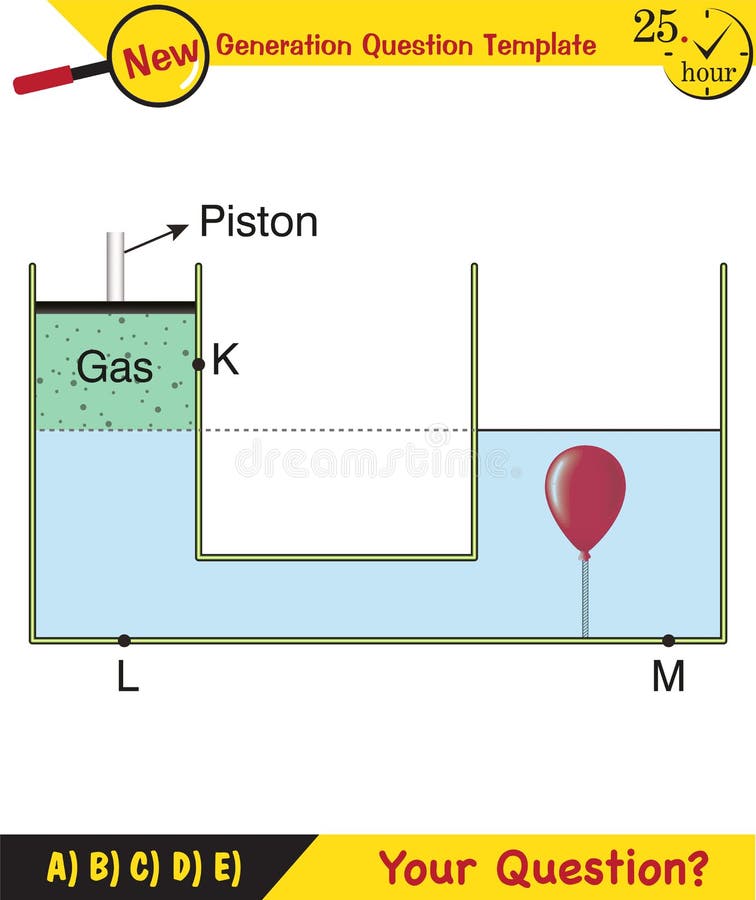 Physics, Pressure and Lifting Force, Pressure of Stagnant Waters, Stock Vector Illustration of