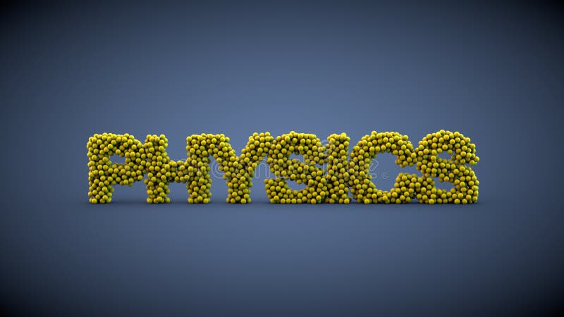 physics word made yellow balls 26543400