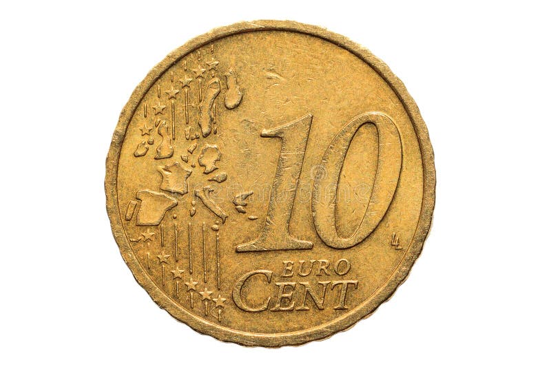 Pièce De Monnaie Européenne Avec Une Valeur Nominale De Dix Euro Cents D'isolement  Sur Le Fond Blanc Macro Photo Des Pièces De Mo Image stock - Image du  crédit, devise: 98389431