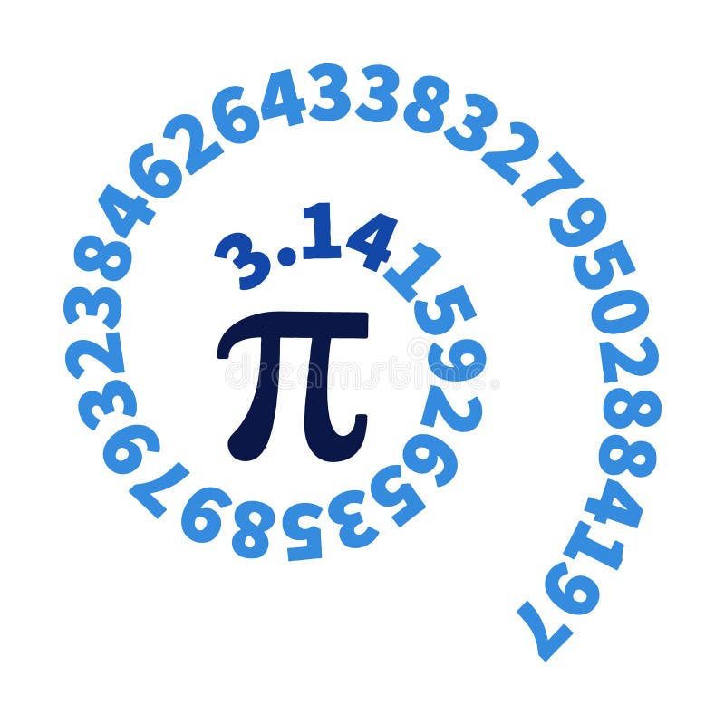 3. 14 Pi Science Spiral with digits vector Mathematics illustration. Math background vector illustration