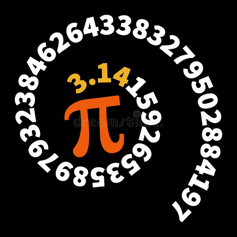 Pi Spiral with 3,14 digits vector Mathematics illustration - Math background vector illustration