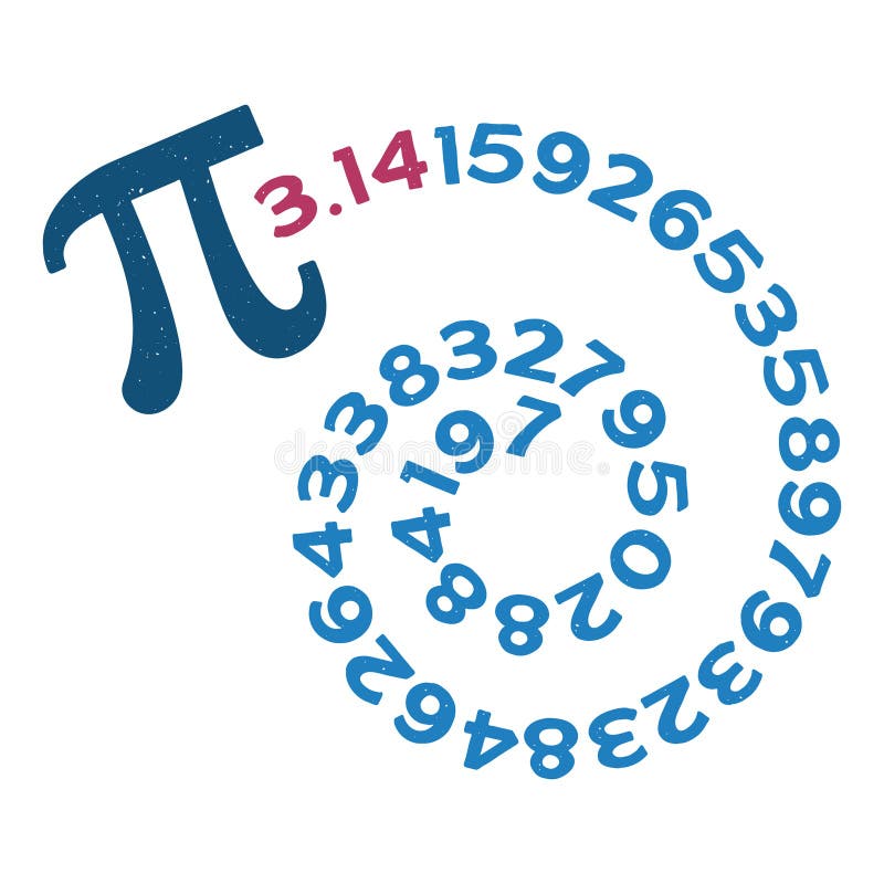3. 1415 PI Spiral vector Irrational Number Mathematics distressed illustration. Math banner royalty free illustration