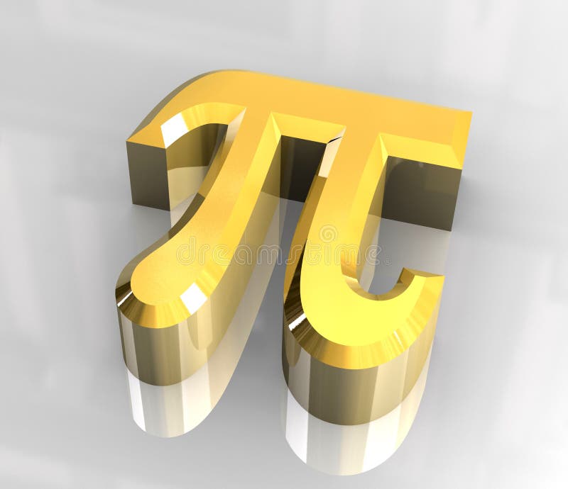 Pi symbol in gold (3d)