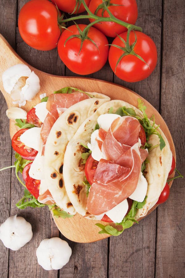 Piadina Romagnola, Italian Flatbread Sandwich Stock Image - Image of ...