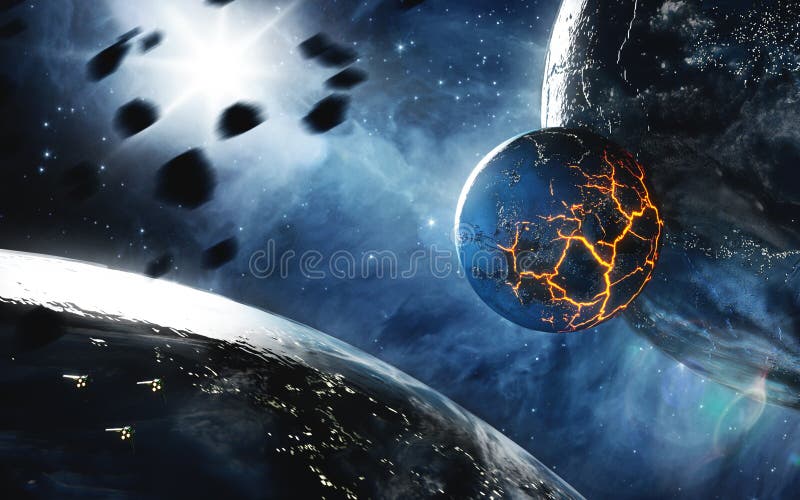 Pianeta astratto con le crepe enormi con lava nello spazio Elementi di questa immagine ammobiliati dalla NASA immagine stock Pianeta astratto con le crepe enormi con lava nello spazio Elementi di questa immagine ammobiliati dalla NASA immagine stock