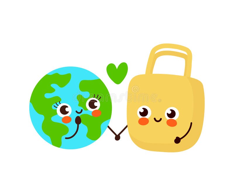 Pianeta della terra e borsa felici svegli di eco illustrazione vettoriale Pianeta della terra e borsa felici svegli di eco illustrazione vettoriale