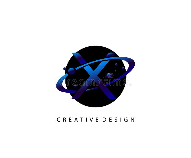 Pianeta x lettera. modello di progettazione di un logo per la forma a anello rotondo di un logo di un anello di cerchio logo di un royalty illustrazione gratis