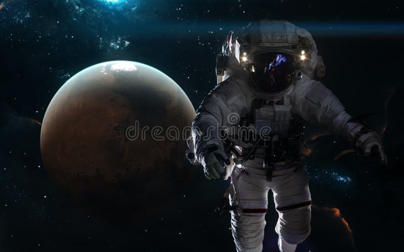 Pianeta Marte ed astronauta Sistema solare, nebulose, ammassi stellari Arte della fantascienza Gli elementi dell'immagine sono st fotografie stock Pianeta Marte ed astronauta Sistema solare, nebulose, ammassi stellari Arte della fantascienza Gli elementi dell'immagine sono st fotografie stock