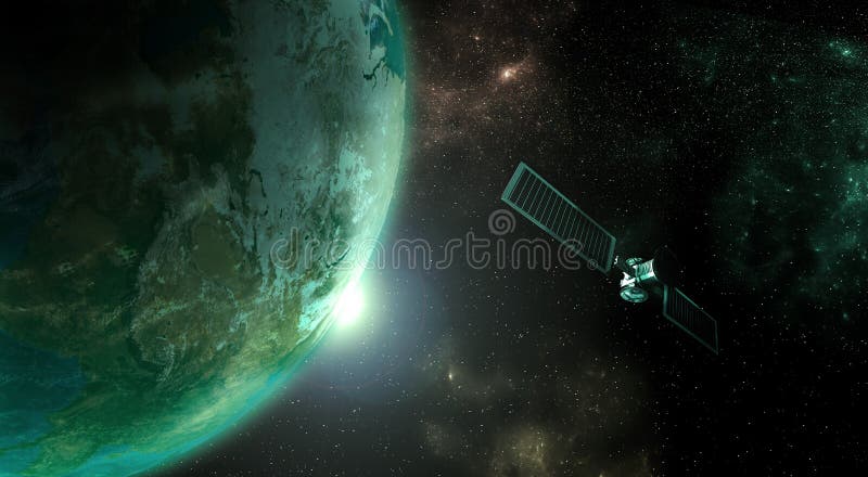 Pianeta Terra con il satellite fotografie stock libere da diritti Pianeta Terra con il satellite fotografie stock libere da diritti