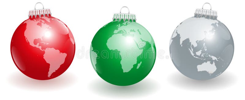 Pianeta Terra delle palle dell'albero di Natale royalty illustrazione gratis Pianeta Terra delle palle dell'albero di Natale royalty illustrazione gratis
