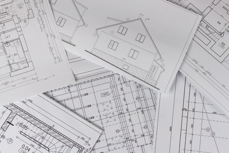 Piani di costruzione Progetto architettonico La pianta ha progettato la costruzione sul disegno Organizzazione e disegno tecnico, fotografie stock libere da diritti Piani di costruzione Progetto architettonico La pianta ha progettato la costruzione sul disegno Organizzazione e disegno tecnico, fotografie stock libere da diritti