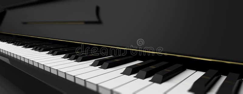 Pianino klucze na czarnym pianinie ilustracja 3 d ilustracji Pianino klucze na czarnym pianinie ilustracja 3 d ilustracji