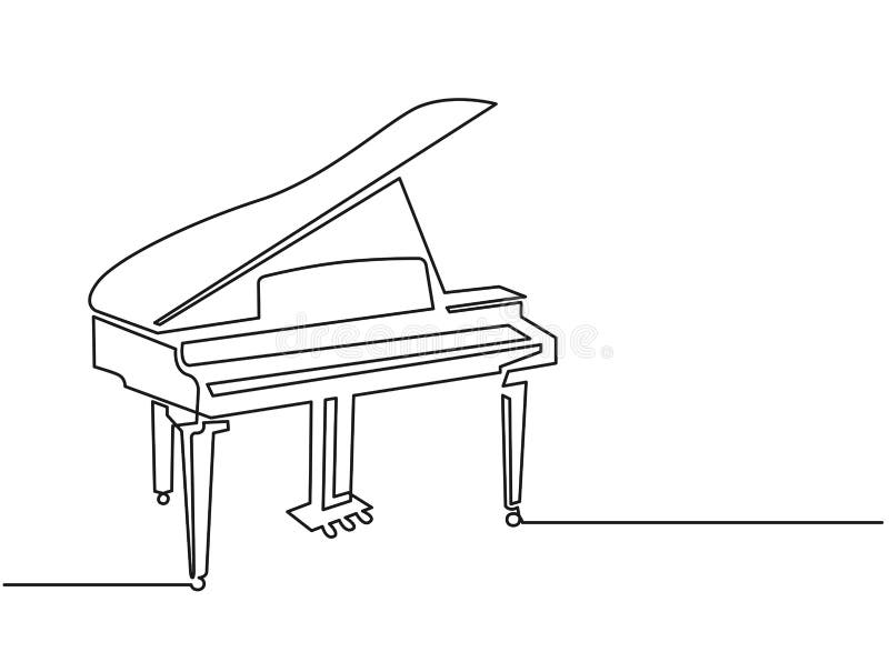 Piano continuous one line vector drawing