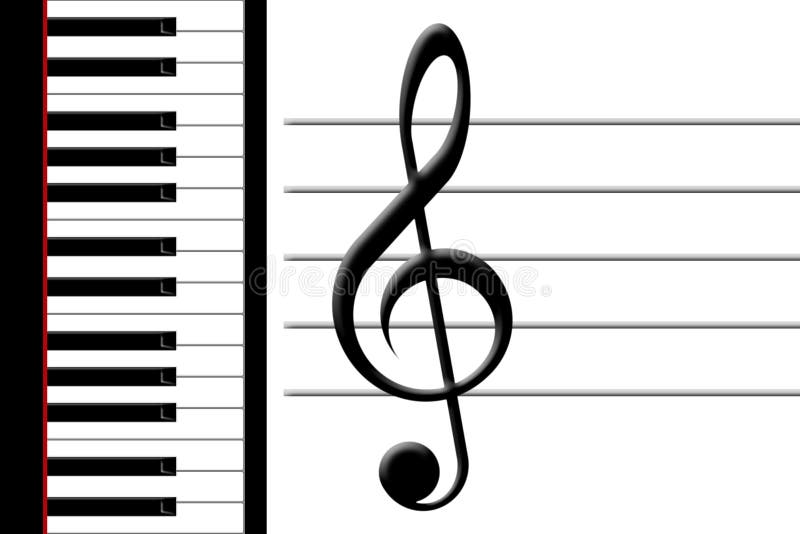 Piano en gsleutel stock illustratie. Illustratie bestaande uit audio