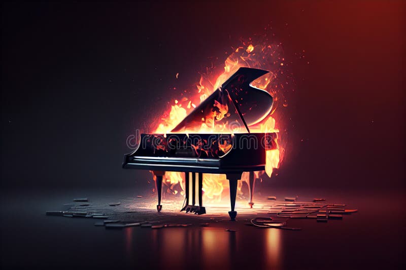 Piano cheap on fire