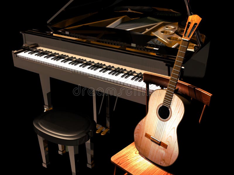 Piano and guitar stock illustration. Illustration of compositor - 20603100