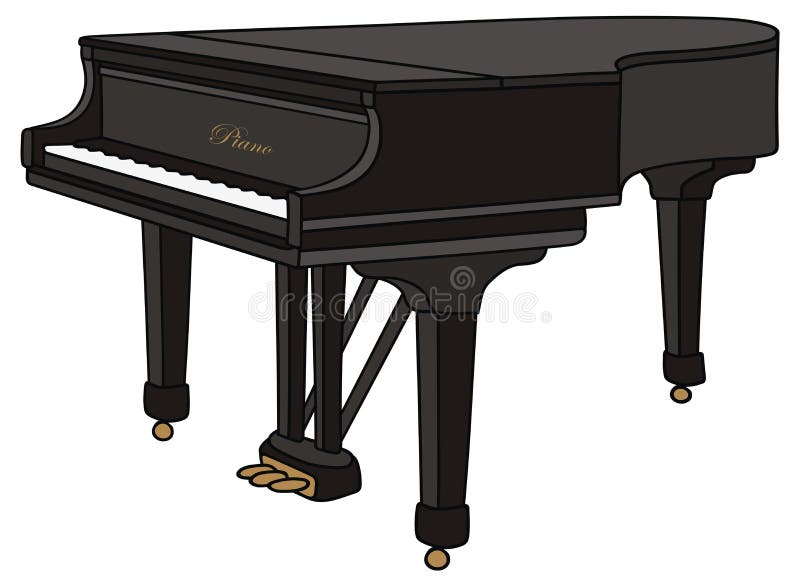 grand piano cartoon black and white