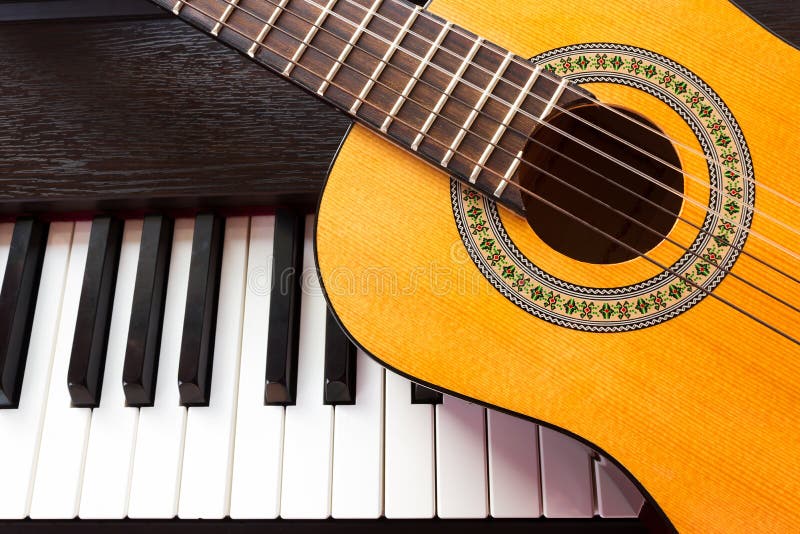 Piano key and guitar. stock photo. Image of instrument - 50544950