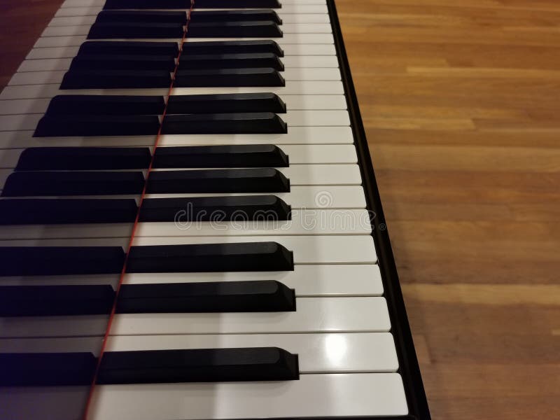 Piano Keyboard and Black Stripe with Copy Space. Music Writing
