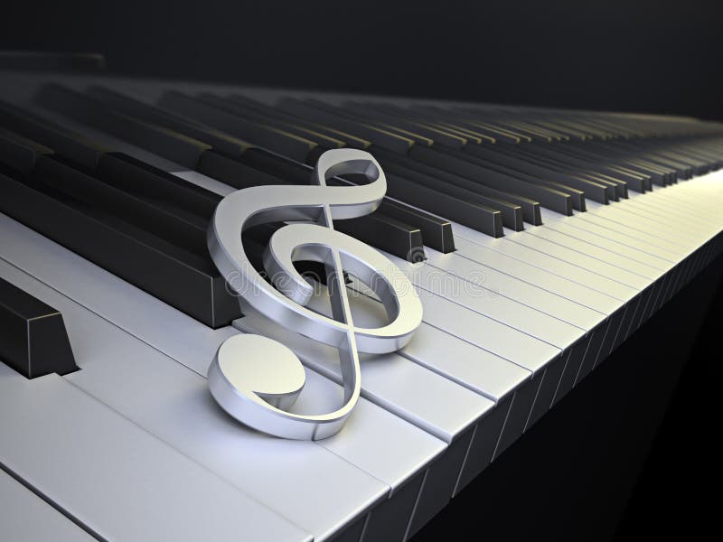 Piano keyboard with G-clef royalty free illustration