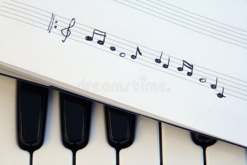 Piano Keyboard and Musical Notes. Stock Image Image of education