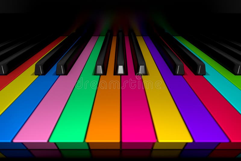 Piano keys and colors stock illustration. Illustration of closeup