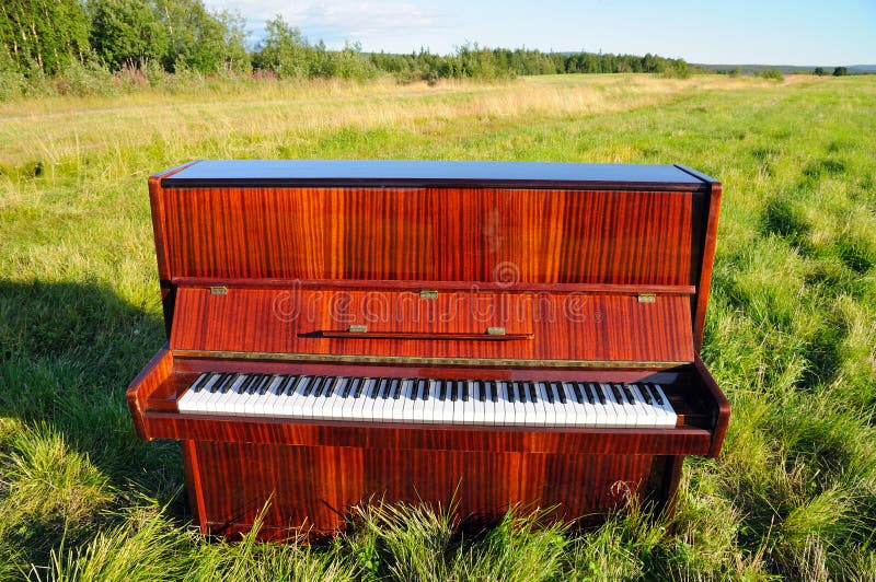 The piano outdoors. stock photo. Image of horizon, wooden 22552256