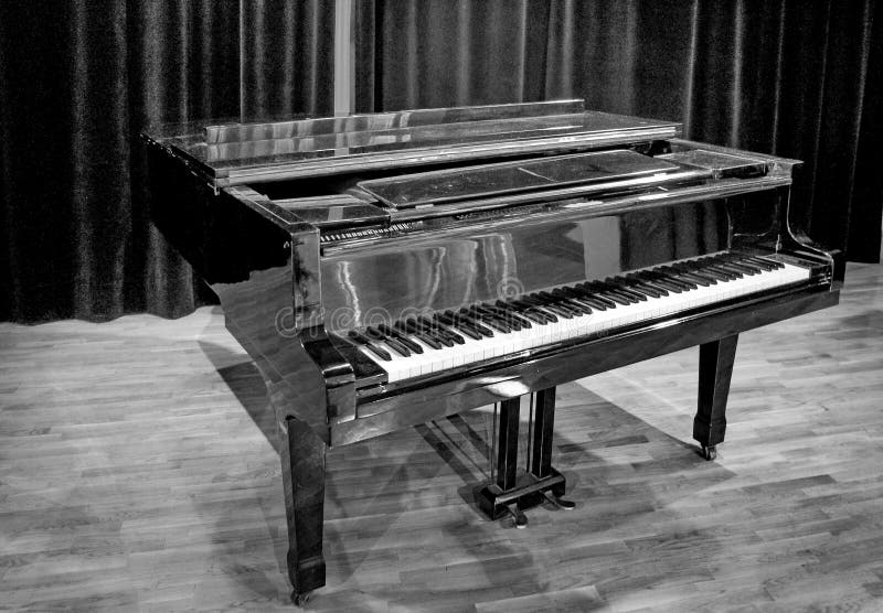 Grand Piano Set on Stage, B&W Stock Image Image of professionalism