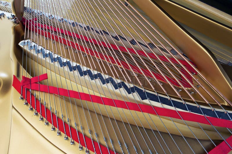 A Piano With A Harp Stands In The Corner Of A Luxury Room With Vintage