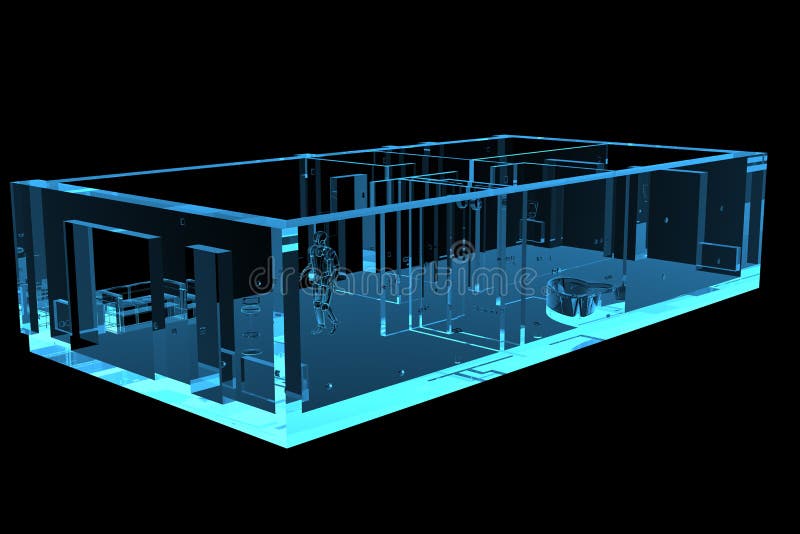 Piano trasparente dei raggi X blu 3D