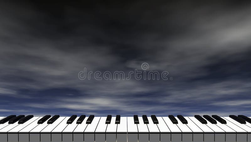 Pianotangentbord framme av mörker - blå himmel royaltyfri illustrationer Pianotangentbord framme av mörker - blå himmel royaltyfri illustrationer