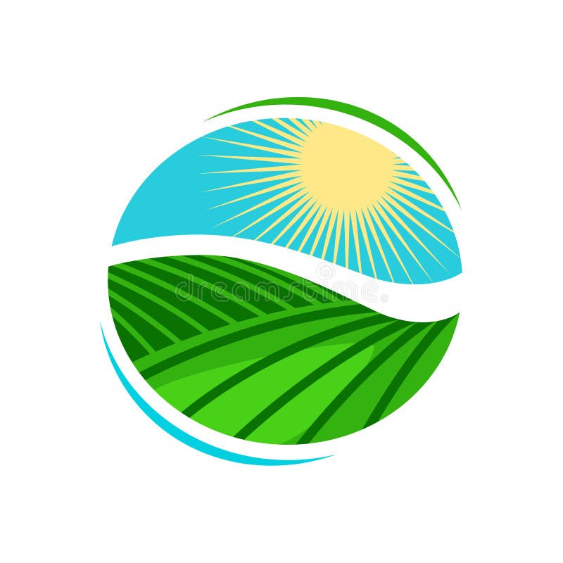 Piantagione, logo di agricoltura o etichetta Vigna, coltivante icona Illustrazione di vettore