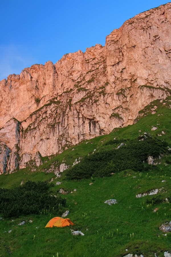 Piatra Craiului cliffs - Romania. The cliffs in romanian mountain Piatra Craiului, view from Poiana Inchisa royalty free stock photos Piatra Craiului cliffs - Romania. The cliffs in romanian mountain Piatra Craiului, view from Poiana Inchisa royalty free stock photos