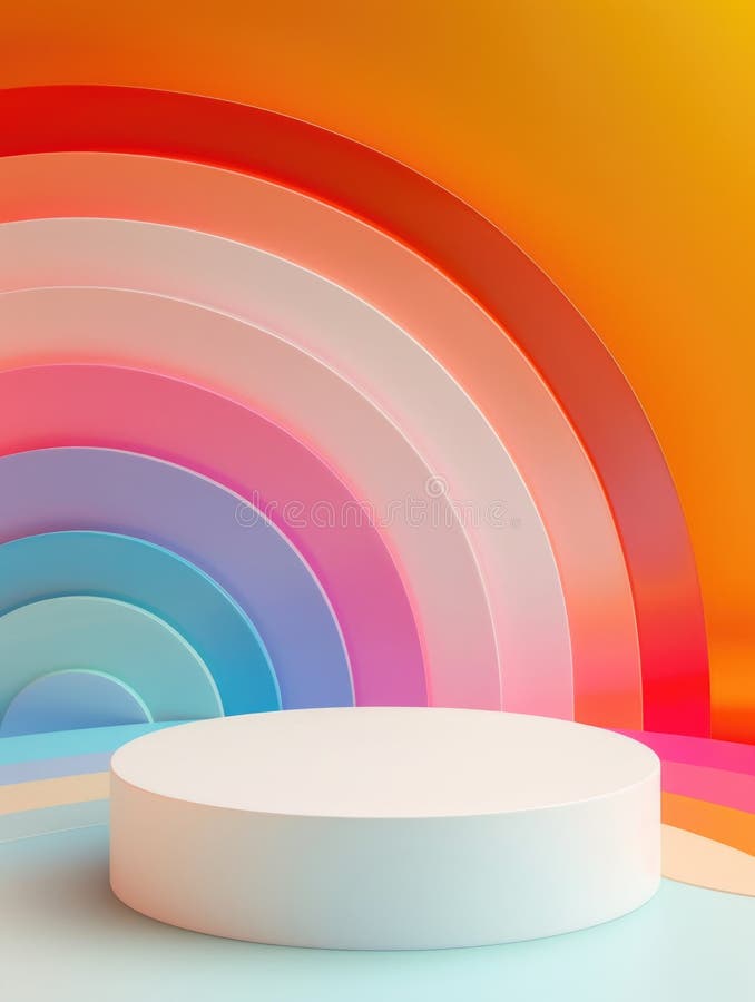 Piattaforma bianca contro sfondo colorato immagini stock libere da diritti