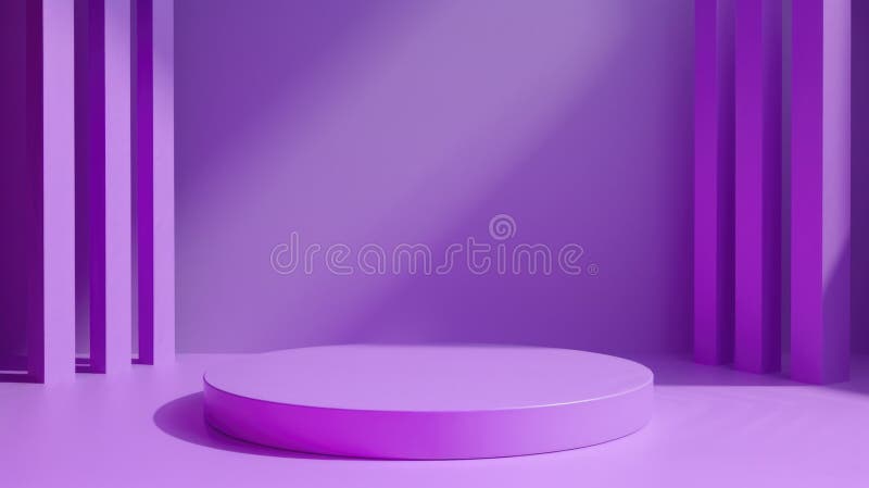 Piattaforma bianca di fronte al muro viola immagini stock libere da diritti