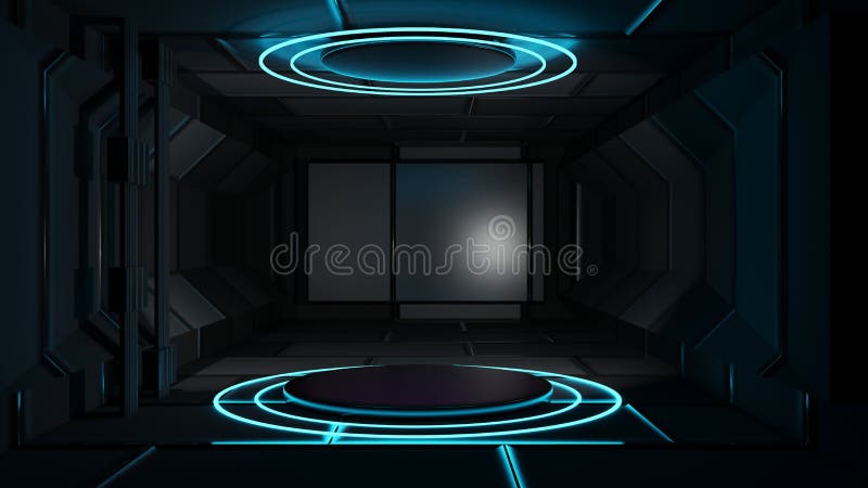 Piattaforma 3d di rendering rotonda nella stanza vuota computer computer dell'immagine digitale podio dell'immagine illustrazione vettoriale