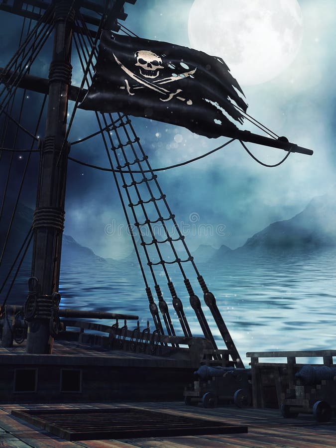 Piattaforma di una nave di pirata illustrazione vettoriale Piattaforma di una nave di pirata illustrazione vettoriale