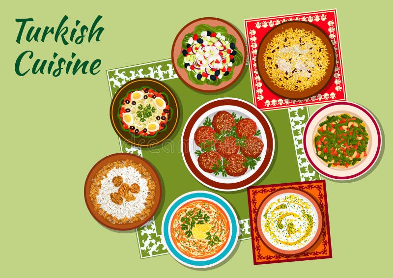 Piatti di estate dell'icona turca di cucina illustrazione di stock