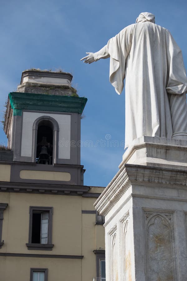 Piazza Dante, Naples, marble statue of Dante Alighieri