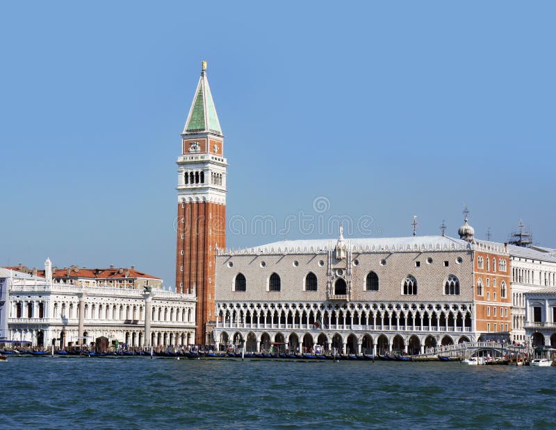 Piazza San Marco, Campanile and Doge Palace seen from the canal, Venice, Italy