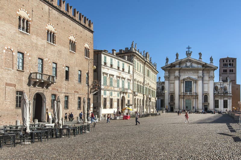 Piazza Sordello and the Cathedral in Mantua, Italy.