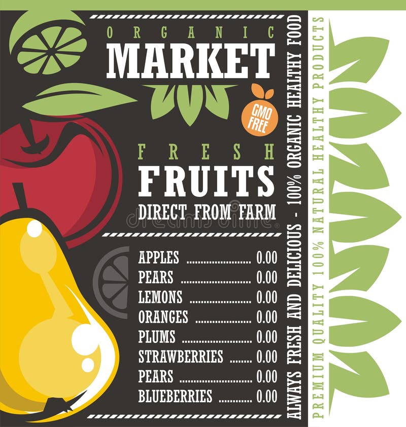 Piață de fructe proaspete vector illustration