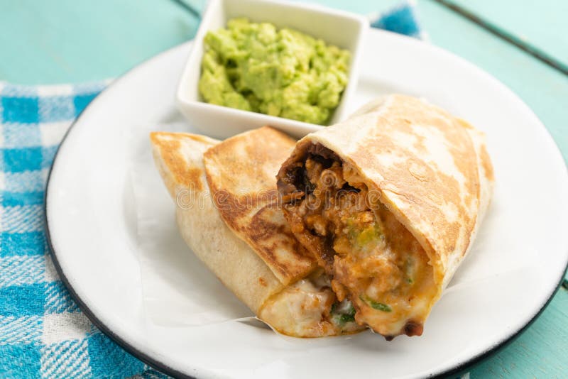 Picadillo Burrito with Beans and Cheese. Mexican Food Stock Image ...