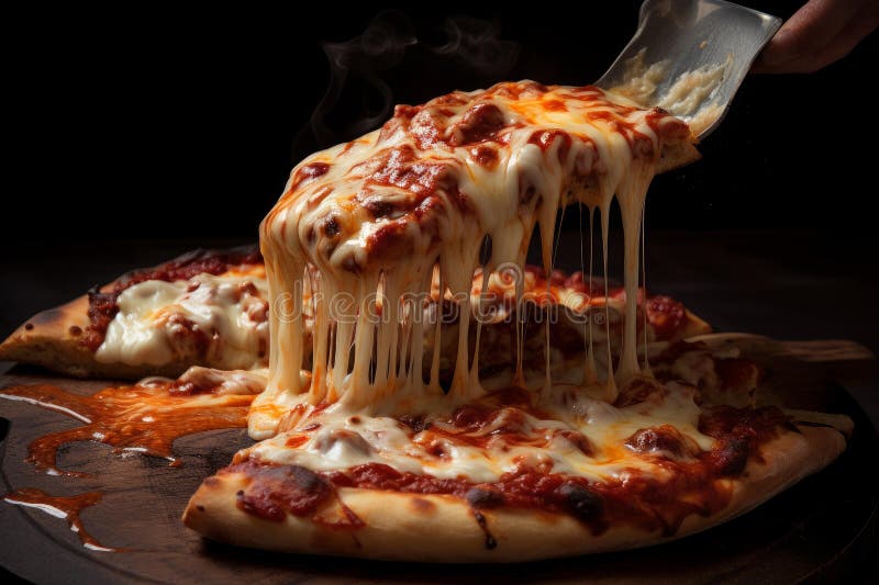 Picante pizza caliente queso fundido. generar ai. comida para cocinar. generar ai generado.