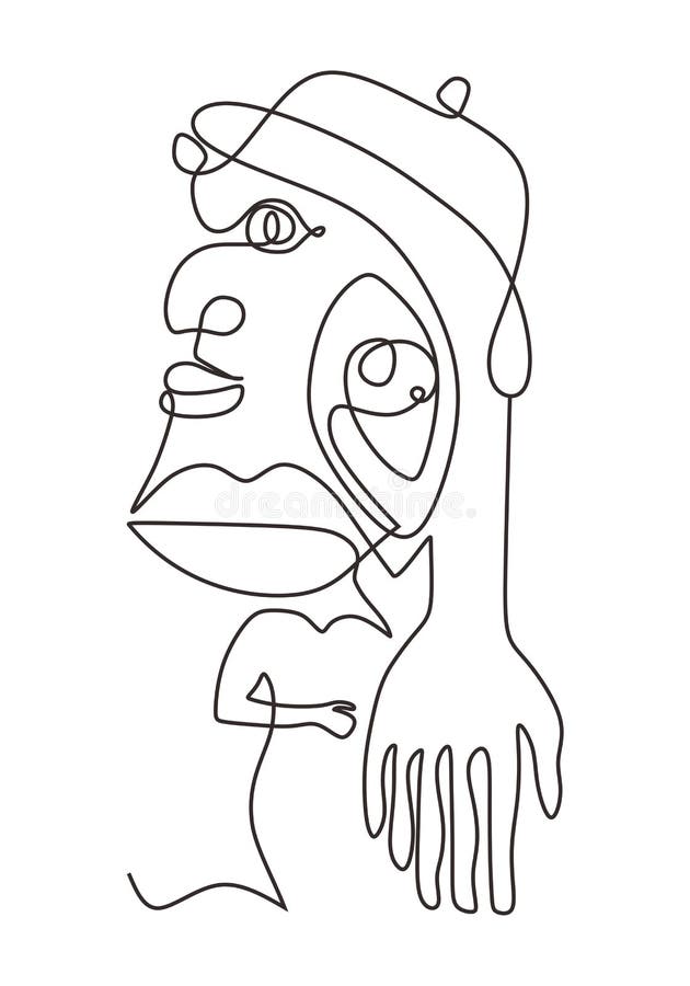 Picasso One Line Drawing Style Abstract Face Contemporary Art