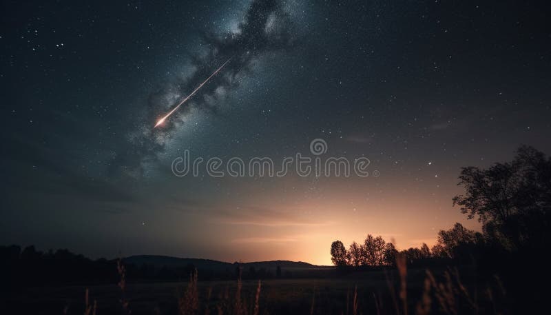 Picco di montagna illuminato da una scia di stelle generata dall'ai royalty illustrazione gratis