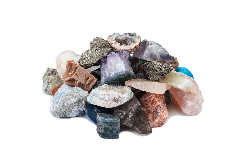 Piccola manciata di campioni delle rocce, minerali