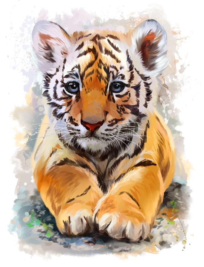 Piccola pittura dell'acquerello della tigre royalty illustrazione gratis Piccola pittura dell'acquerello della tigre royalty illustrazione gratis