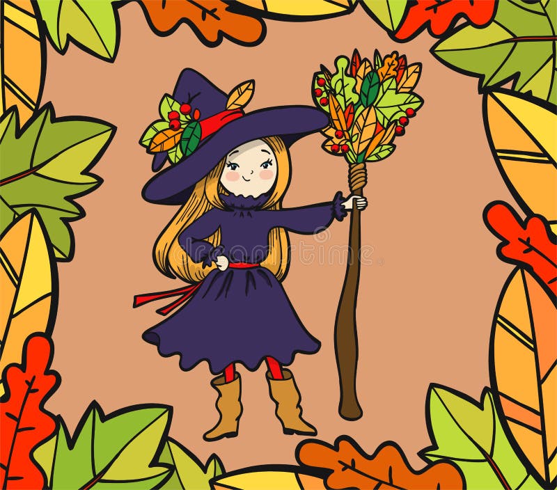Piccola strega sveglia con una scopa royalty illustrazione gratis Piccola strega sveglia con una scopa royalty illustrazione gratis