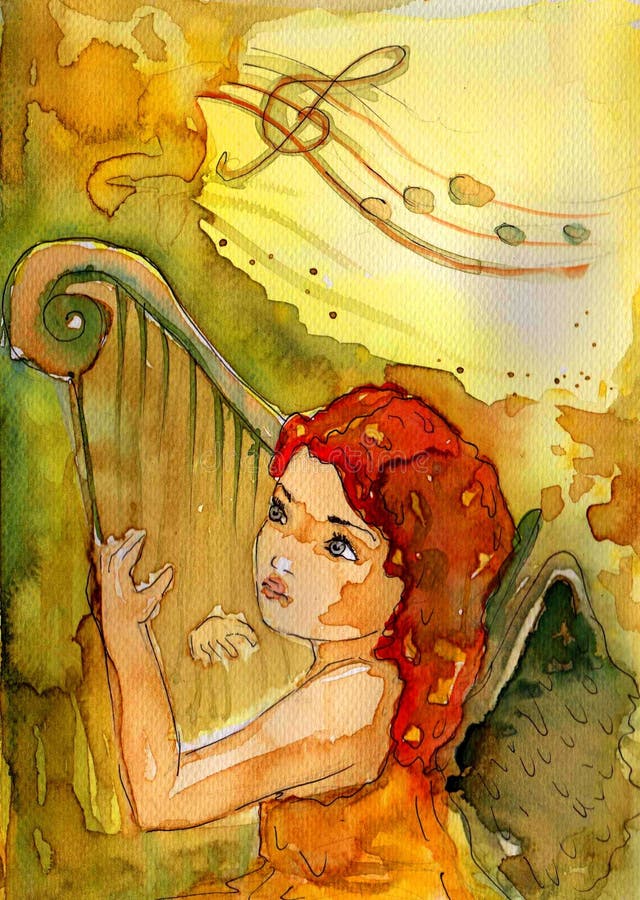 Acquerello di angelo illustrazione di stock. Illustrazione di rosso